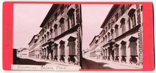 Stereo-Fotografie G. Brogi, Firenze, Ansicht Florenz, Palais Fenzi