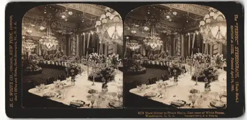 Stereo-Fotografie H. C. White Co., North Bennington, VT, Ansicht Washington, DC, State Dinner at White House