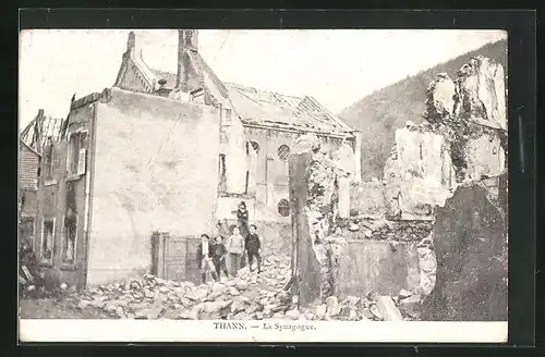 AK Thann, Ansicht der zerstörten Synagoge