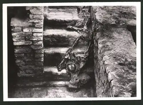 Fotografie Skelette auf einer Treppe zu einem Brunnen von Ernest Mackay 1938