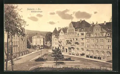 AK Sebnitz i. Sa., Schillerstrasse aus der Vogelschau