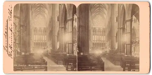 Stereo-Fotografie Fotograf unbekannt, Ansicht London, Westminster Abbey Interior, Transept looking south