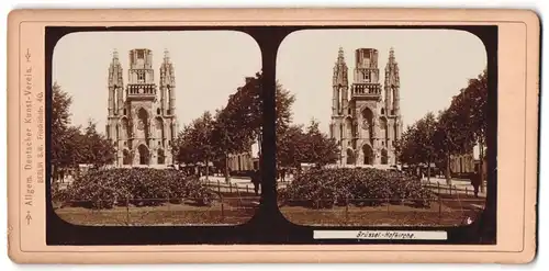 Stereo-Fotografie Deutscher Kunst-Verein, Berlin, Ansicht Brüssel, Hofkirche mit Vorplatz