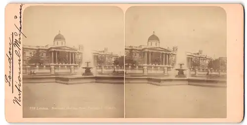 Stereo-Fotografie unbekannter Fotograf, Ansicht London, National Gallery from Trafalgar Square