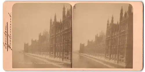 Stereo-Fotografie unbekannter Fotograf, Ansicht London, Parliament from Embankment