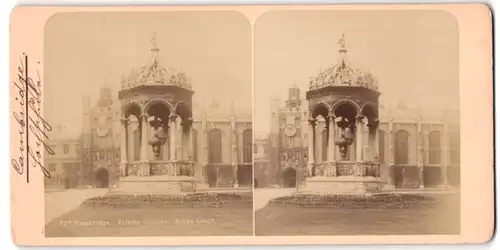 Stereo-Fotografie unbekannter Fotograf, Ansicht Cambridge, Trinity College, Kings Court