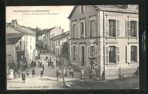 AK Fontenoy-le-Chateau, Fontaine Monumentale et Rue Neuve