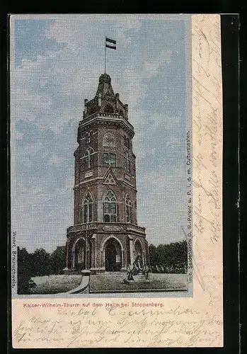 Seiden-Imitations-AK Stoppenberg, Kaiser Wilhelm-Thurm auf dem Hallo