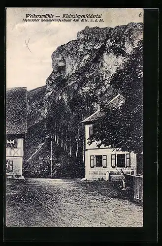 AK Weihersmühle /Kleinziegenfeldertal, Ortspartie mit Felsenblick