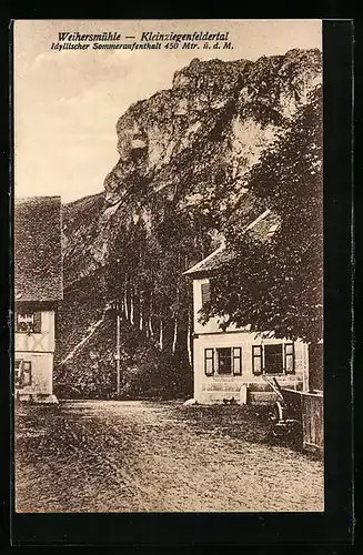 AK Weihersmühle /Kleinziegenfeldertal, Strassenpartie mit Felsenblick