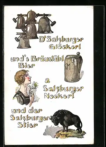 AK Salzburg, Salzburger Glöckerl, Bräustübl Bier, Salzburger Nockerl, Salzburger Stier