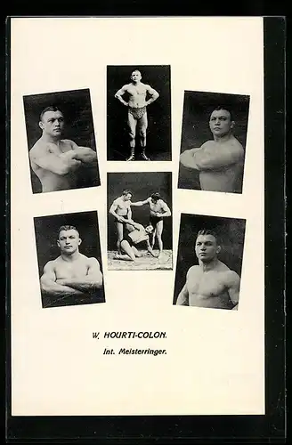 AK W. Hourti-Colon, Internationaler Meisterringer in verschiedenen Posen