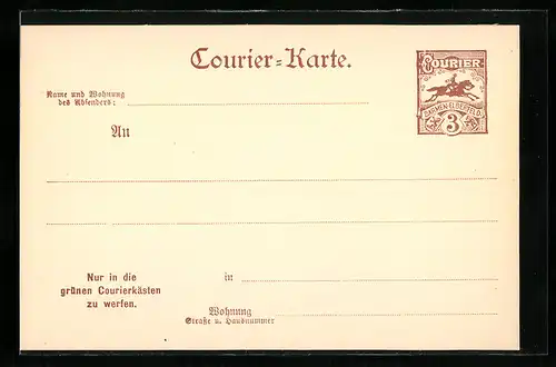 AK Barmen Elberfeld, Courier-Karte, Private Stadtpost, Briefträger auf Pferd