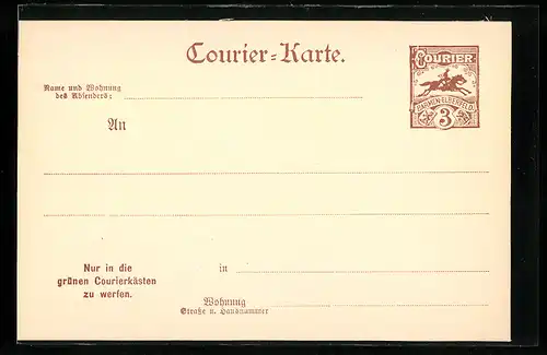 AK Barmen Elberfeld, Courier-Karte, Private Stadtpost, 3 Pfg.