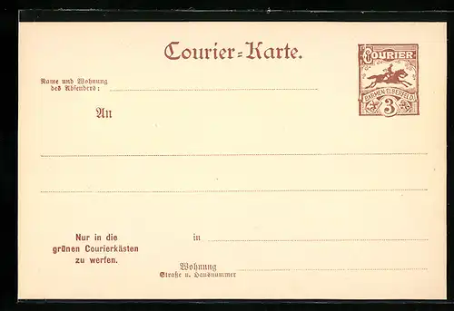 AK Barmen Elberfeld, Courier-Karte, Private Stadtpost, 3. Pfg.