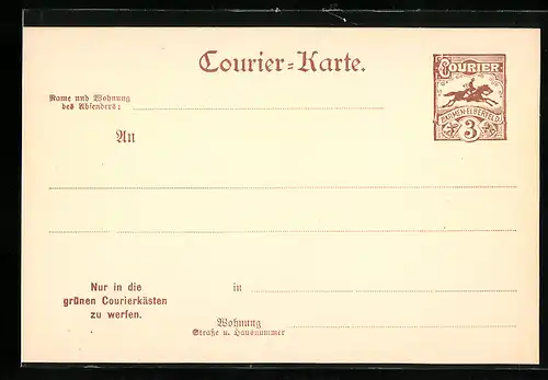 AK Barmen Elberfeld, Private Stadtpost, Courier-Karte, 3 Pfg.