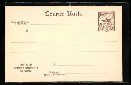 AK Barmen Elberfeld, Private Stadtpost, Courier-Karte