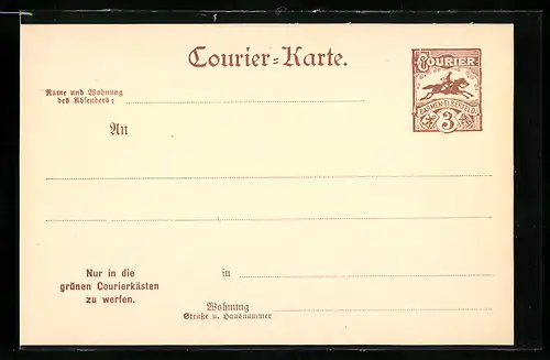 AK Barmen Elberfeld, Nur in die grünen Courierkästen werfen, Private Stadtpost, Courier-Karte