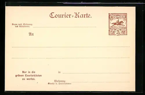AK Barmen Elberfeld, Courier-Karte, Private Stadtpost, Briefträger auf Pferd