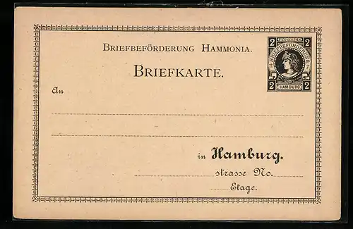 AK Hamburg, Briefbeförderung Hammonia, Private Stadtpost, 2 Pfg.