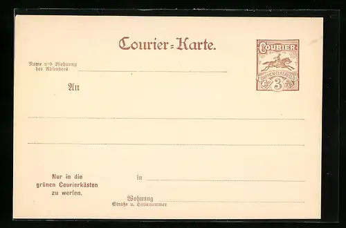 AK Barmen Elberfeld, Private Stadtpost, Courier-Karte, 3 Pfg.