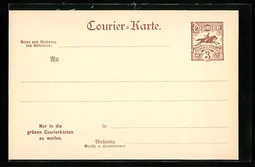AK Barmen Elberfeld, 3 Pfg. Courier-Karte, Private Stadtpost