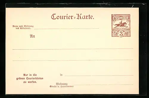 AK Barmen Elberfeld, 3 Pfg. Courier-Karte, Private Stadtpost
