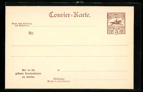 AK Barmen Elberfeld, Private Stadtpost, Courier-Karte, 3 Pfg.