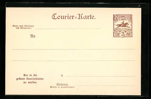 AK Barmen Elberfeld, 3 Pfg. Courier-Karte, Private Stadtpost