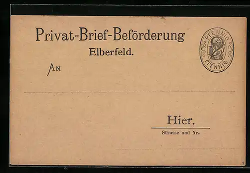 AK Elberfeld, Privat-Brief-Beförderung, 2 Pfg., Private Stadtpost