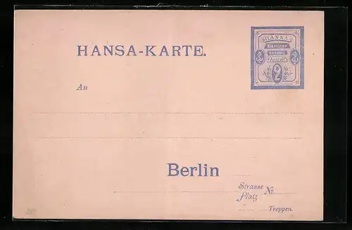 AK Berlin, Hansa-Karte, Berliner Verkehrs Anstalt, Private Stadtpost