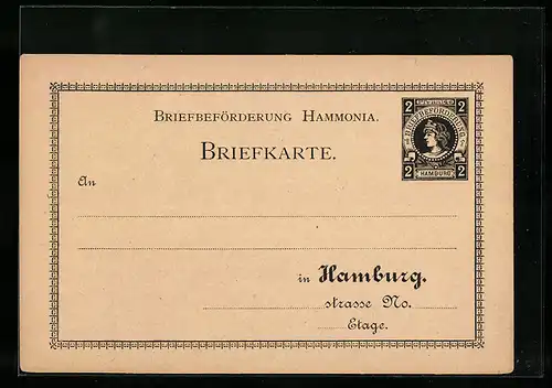 AK Hamburg, Briefbeförderung Hammonia, 2 Pfg., Private Stadtpost