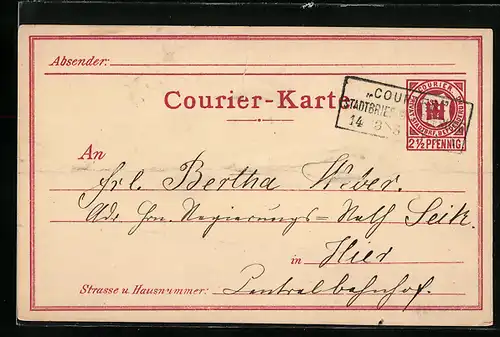 AK Courier-Karte, Private Stadtpost, 2 1 /2 Pfennig