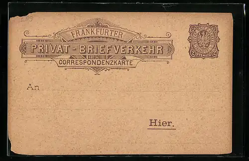 AK Frankfurt a. M., Privat-Brief-Verkehr, 2 Pfennig, Private Stadtpost