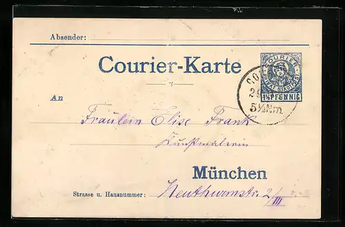 AK München, Courier-Karte, Private Stadtpost