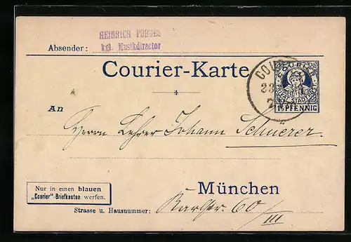 AK München, Courier-Karte, Private Stadtpost