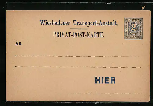 AK Wiesbaden, Private Stadtpost, Transport-Anstalt, 2 Pfg.