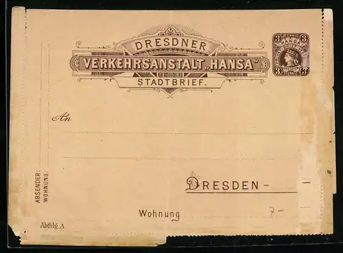 AK Dresden, Verkehrsanstalt Hansa, Private Stadtpost