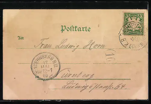 Lithographie Pegnitz, Forsthaus Rinnenbrunn, Hohenstein