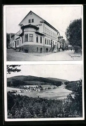 AK Engelsbach, Gasthaus zum Paradies, Ortsansicht