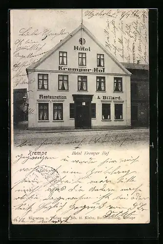 AK Krempe, Hotel Kremper Hof, Strassenansicht