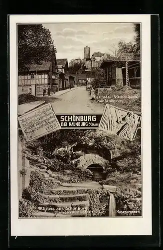 AK Schönburg, Gasthof zur frischen Quelle, Mosesbrunnen