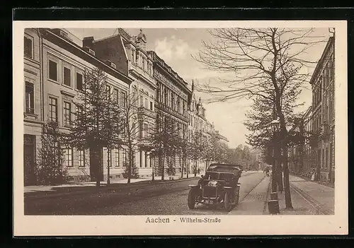 AK Aachen, Wilhelm-Strasse mit Bäumen