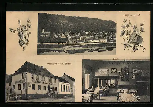 AK Lay, Gasthaus zum Anker, Ortsansicht