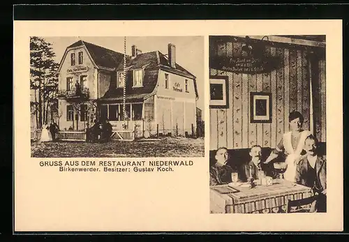 AK Birkenwerder, Restaurant Niederwald von G. Koch, Stolper Weg 7 Ecke Saumweg
