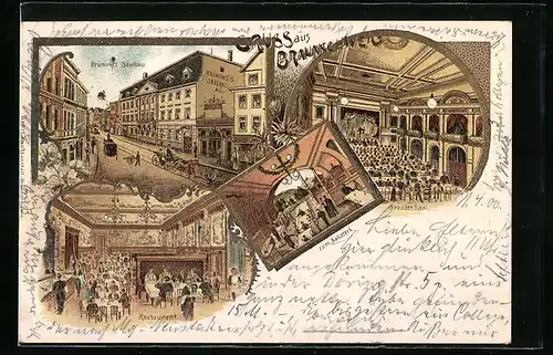 Lithographie Braunschweig, Gasthaus Brüning Saalbau