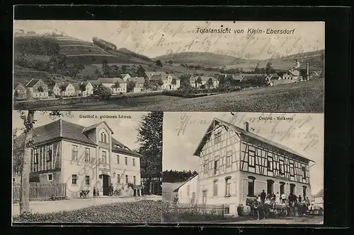 AK Klein-Ebersdorf, Gasthof zum goldenen Löwen, Central-Molkerei