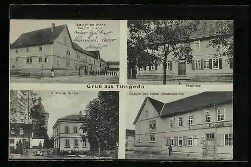 AK Tüngeda, Gasthof zur Krone, Pfarrhaus