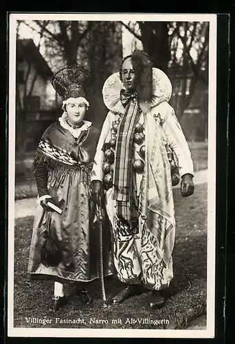 AK Villingen, Narro mit Alt-Villingerin zur Fastnacht