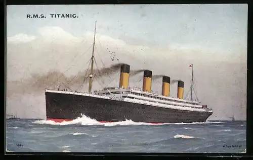 AK Passagierschiff R.M.S. Titanic in voller Fahrt auf hoher See